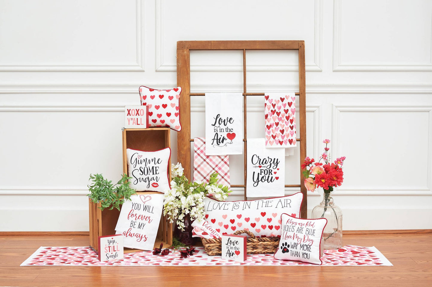 Valentine's Day Pink & Red Heart Throw Pillow