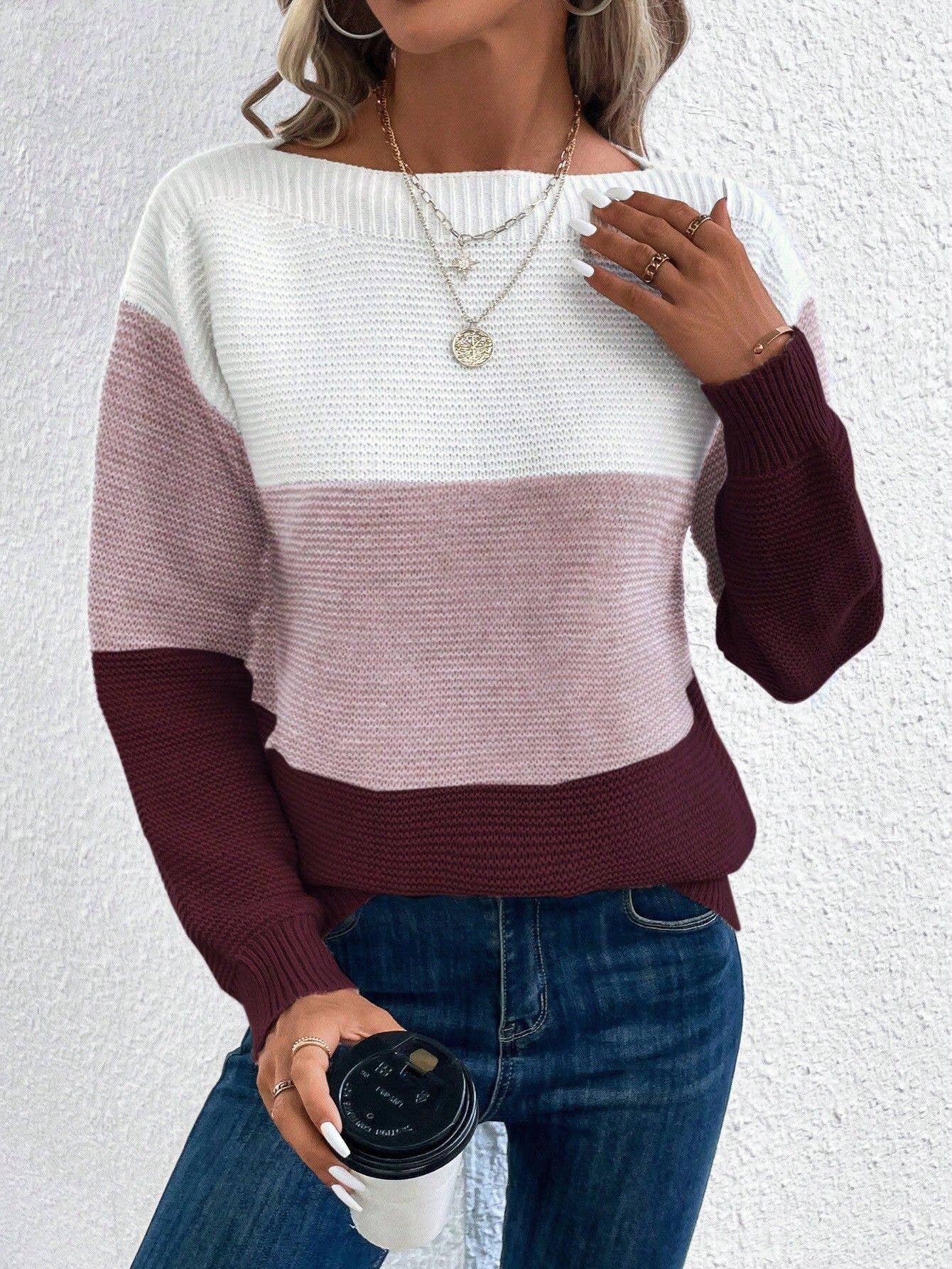 Color Blocks Patchwork Knit sweater