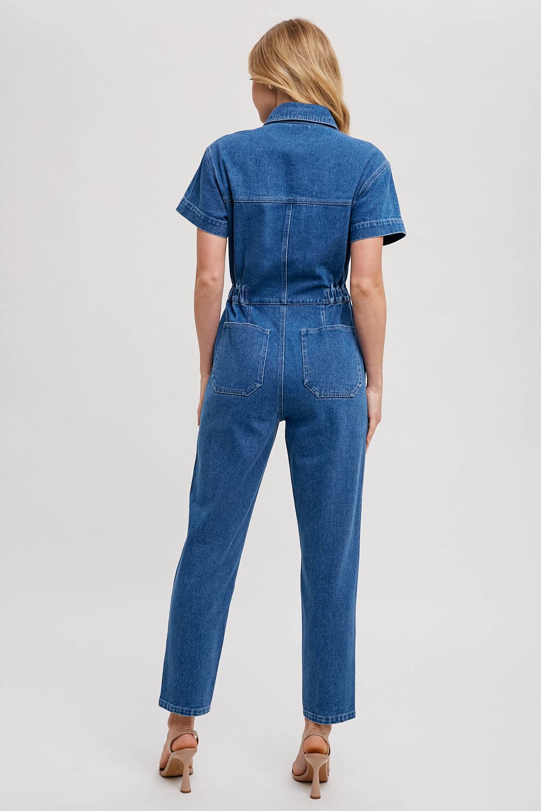 DENIM TAPERED LEG JUMPSUIT