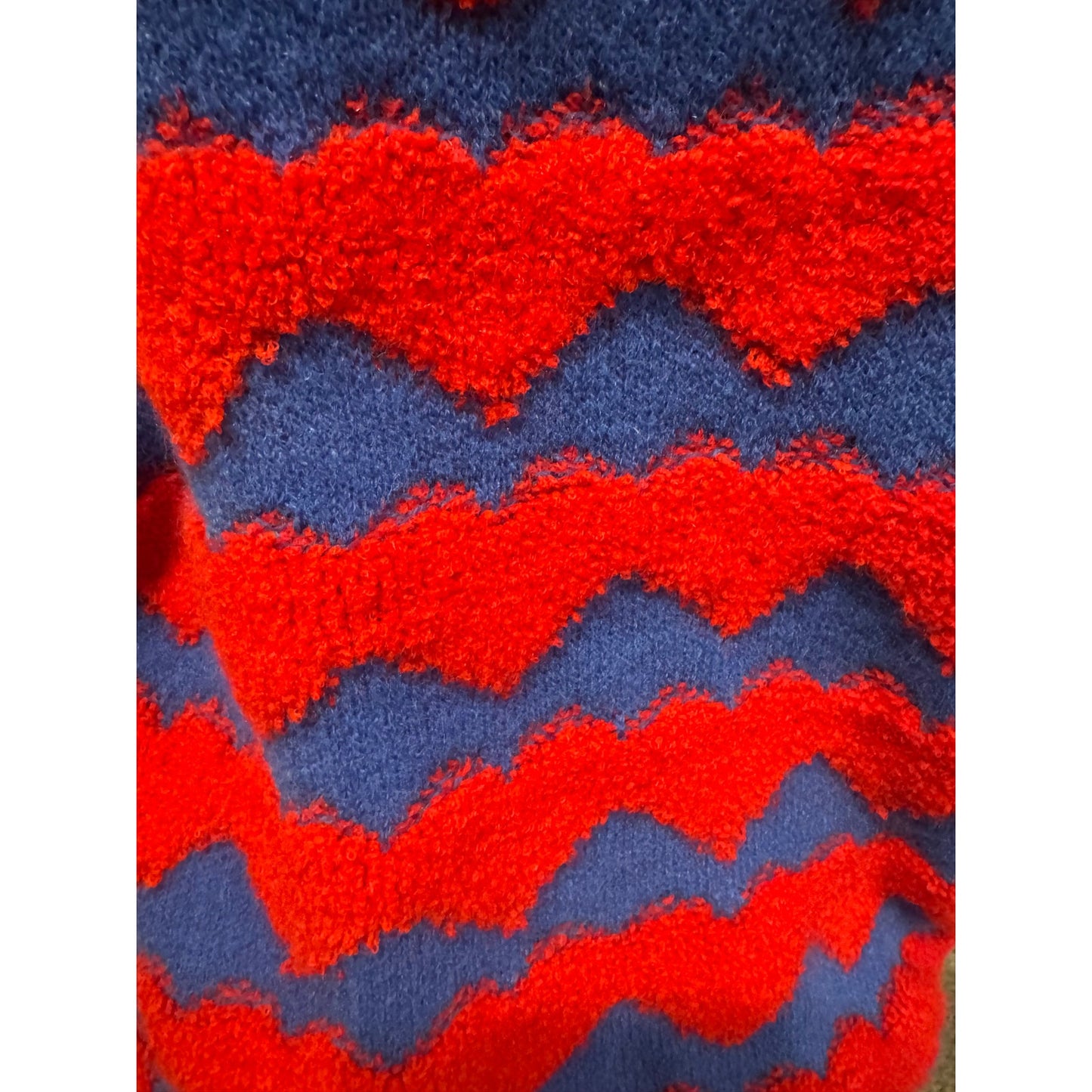 Wave Pattern Sweater-Blue & Red-Medium