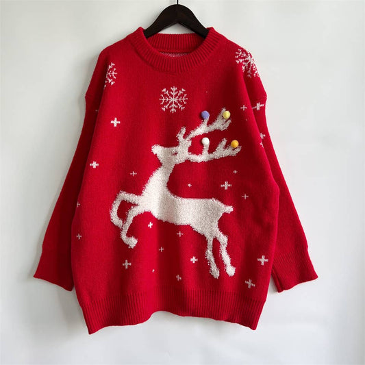 Christmas Fawn Snowflake Colored Ball Sweater