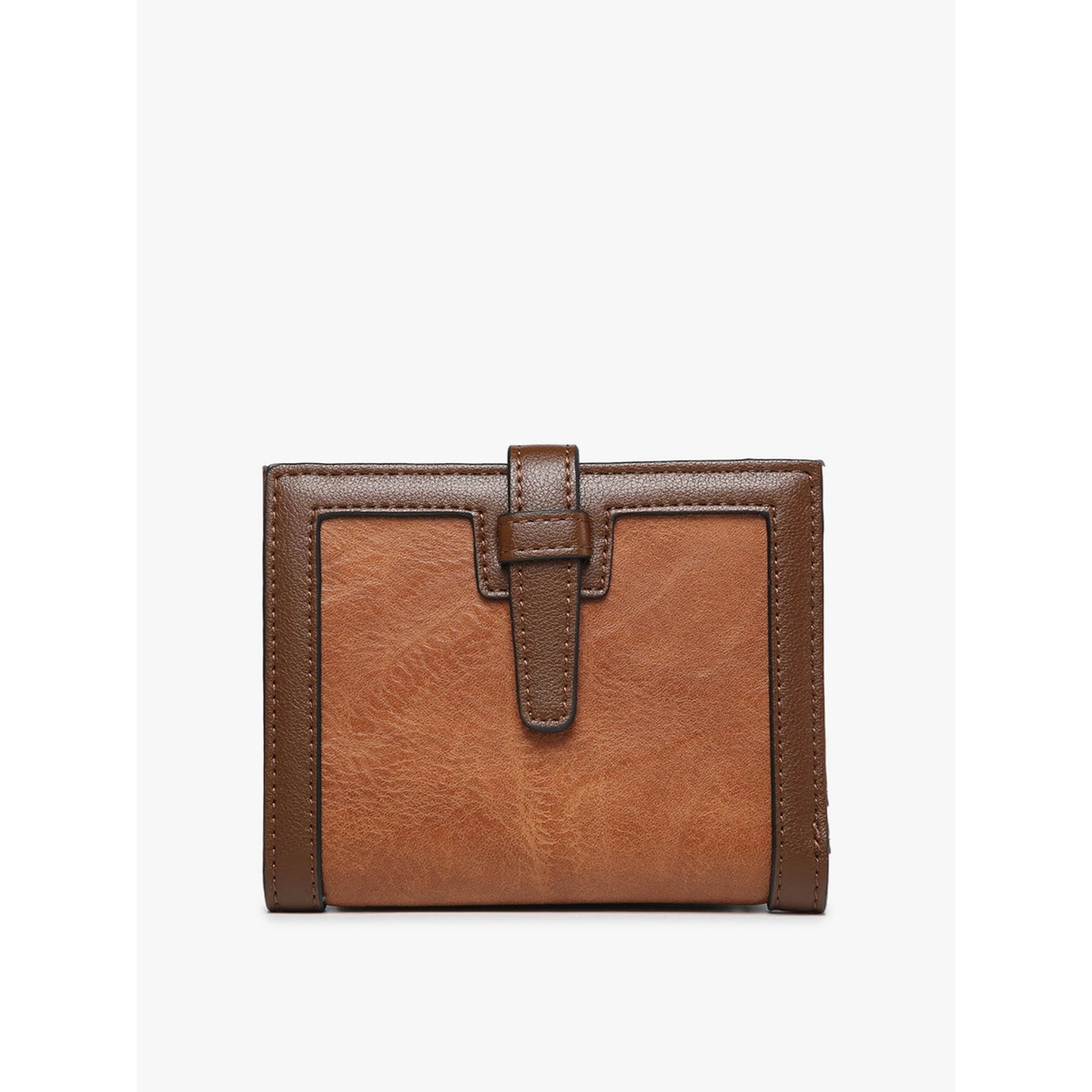 Canvas Wallet w/ Slip Closure-Brown with Dark Brown Trim