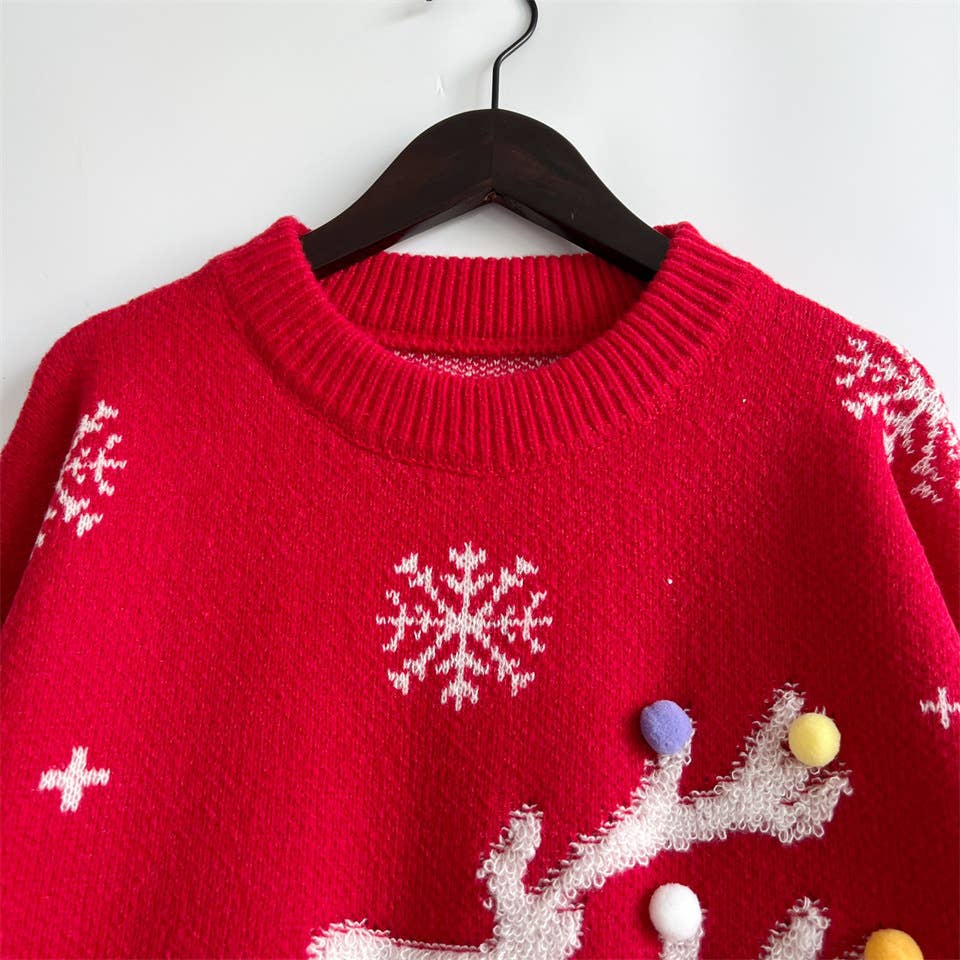 Christmas Fawn Snowflake Colored Ball Sweater