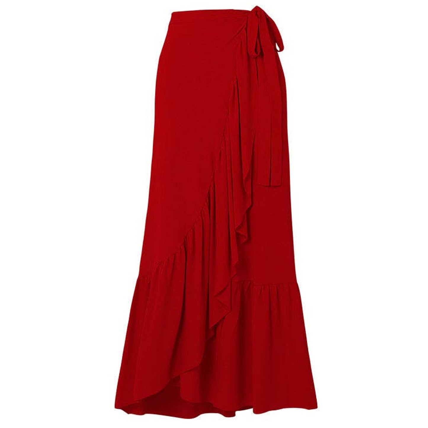 Solid Color Red Rose One Piece Classy Swimwear with Wrap-Small