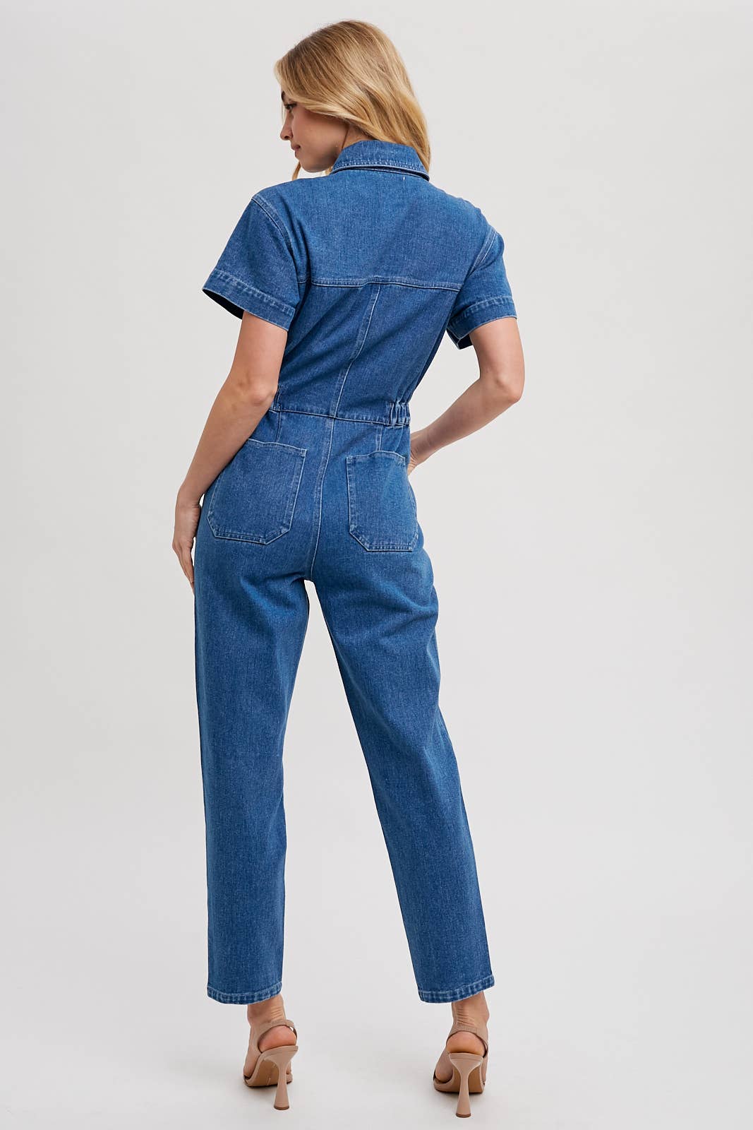 DENIM TAPERED LEG JUMPSUIT